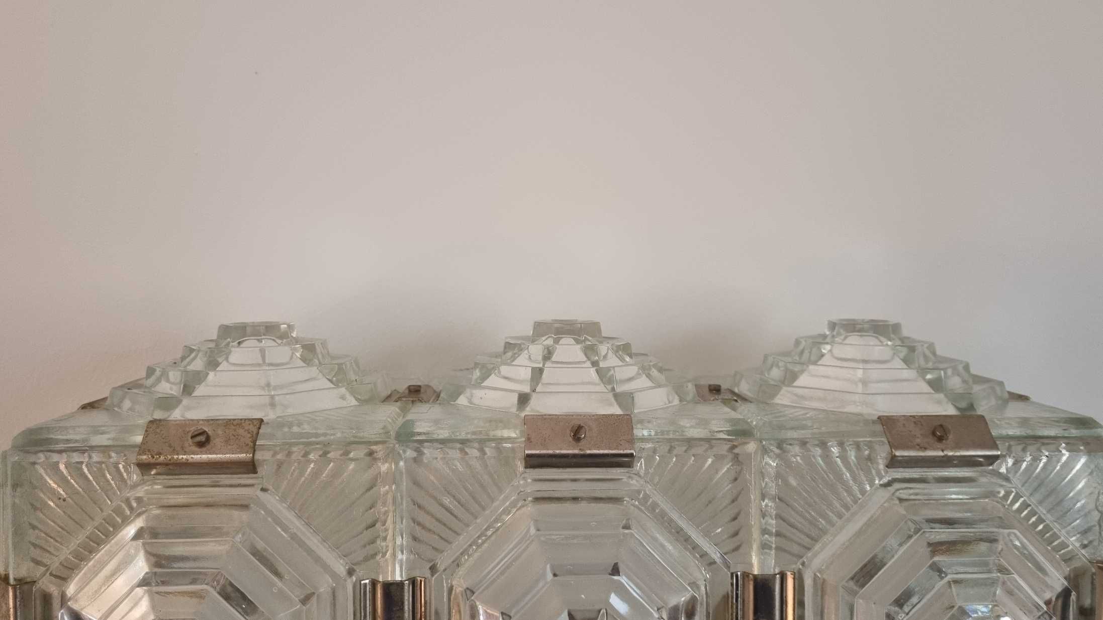 Brutalistyczna Lampa plafon Kamenicky Senov piramidy Design PRL Vintag