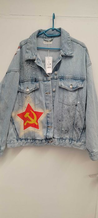 Unikat Nowa kurtka jeansowa Matrioszka Nazad CCCP Vintage 80 ,90 te