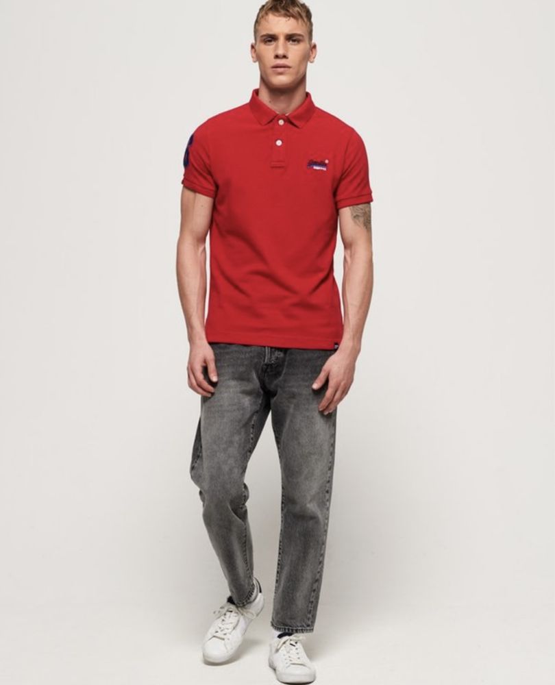 Мужская красная футболка поло  Superdry XL оригинал тениска