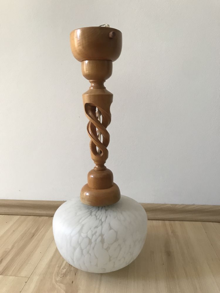 Lampa zyrandol wiszący drewniany