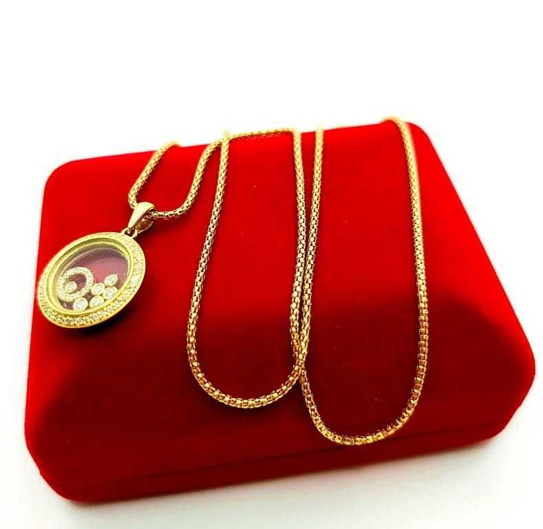 Złoty naszyjnik Tańczące diamenty 0,35ct Pr.750 W:7,70gr  Dł:50cm