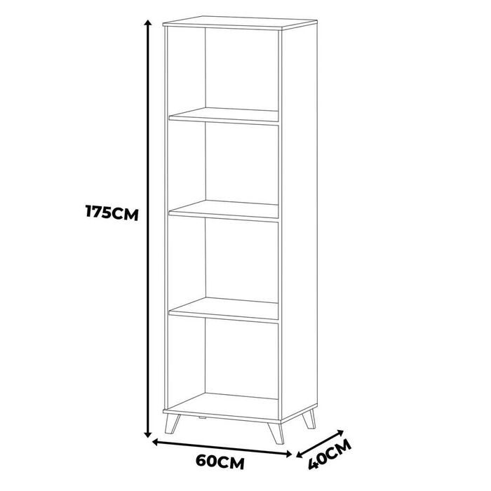 Regał Na Książki Do Salonu Sypialni Skandynawski Olivier 60cm 4 Półki