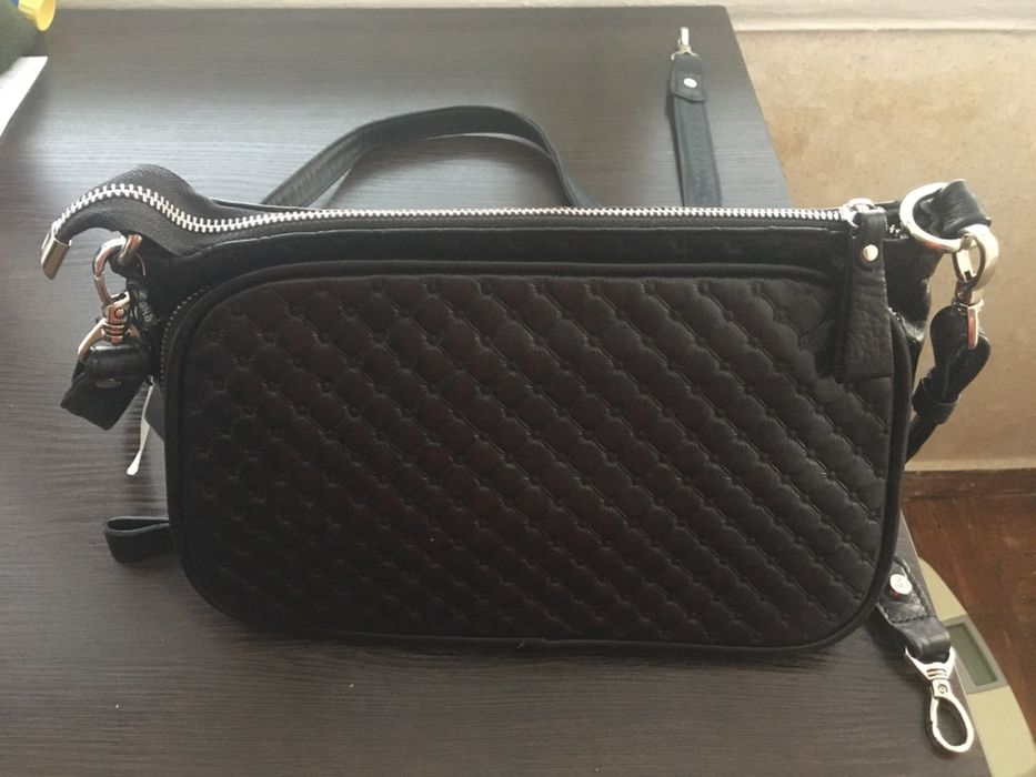 Сумка Diamond натуральная кожа 30*20*10 см Черная