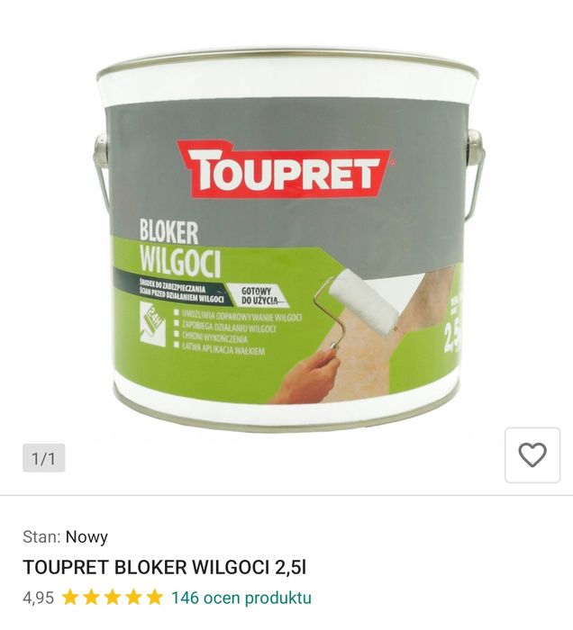 TOUPRET BLOKER WILGOCI farba nowa 2,5l środek do zabezpieczania ścian
