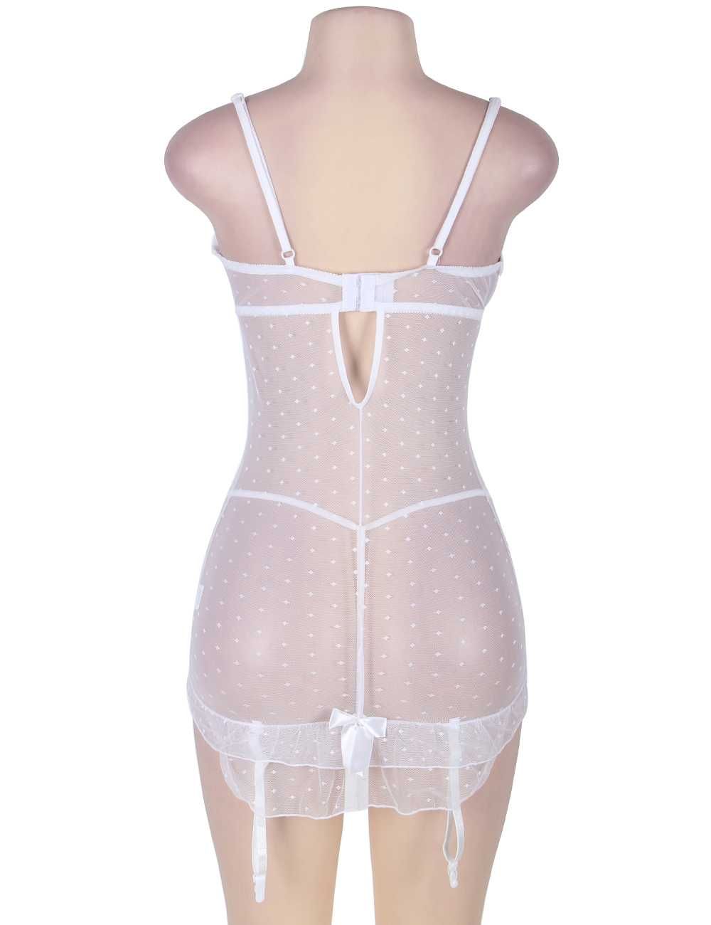 Еротичний пеньюар із підв'язками XL 2 XL 3XL Білий Pluse size