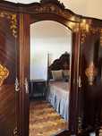 Conjunto mobilia de quarto (cama, cabeceira, armario e comoda)