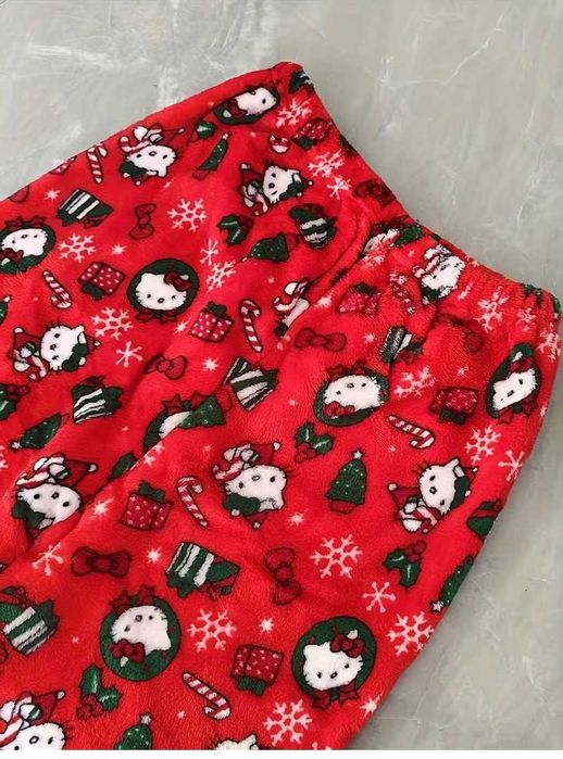 Штани плюшеві Хелоу Китти Hello Kitty рожеві чорні