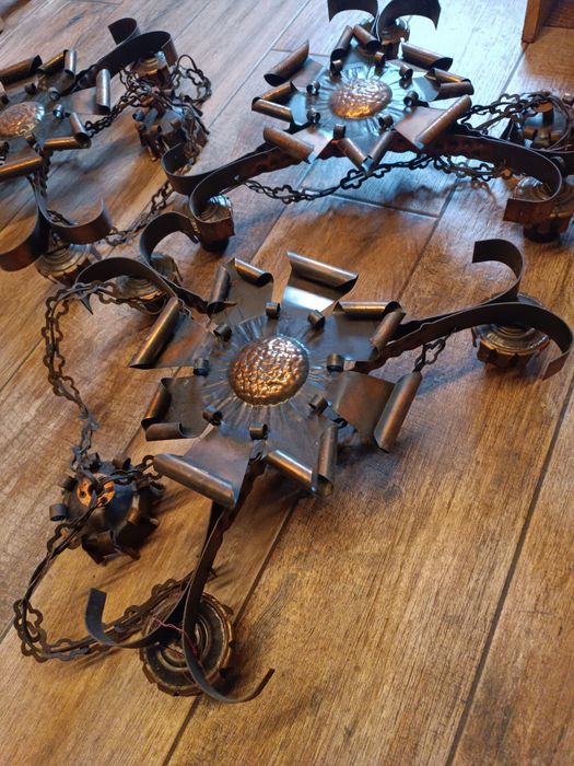 Stare lampy sufitowe 3szt antyk PRL loft retro vintage rustykalne hit