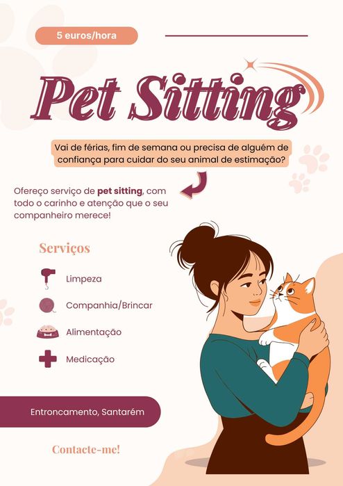 Pet Sitting – Cuido do seu animal de estimação (exceto cães) – 5€