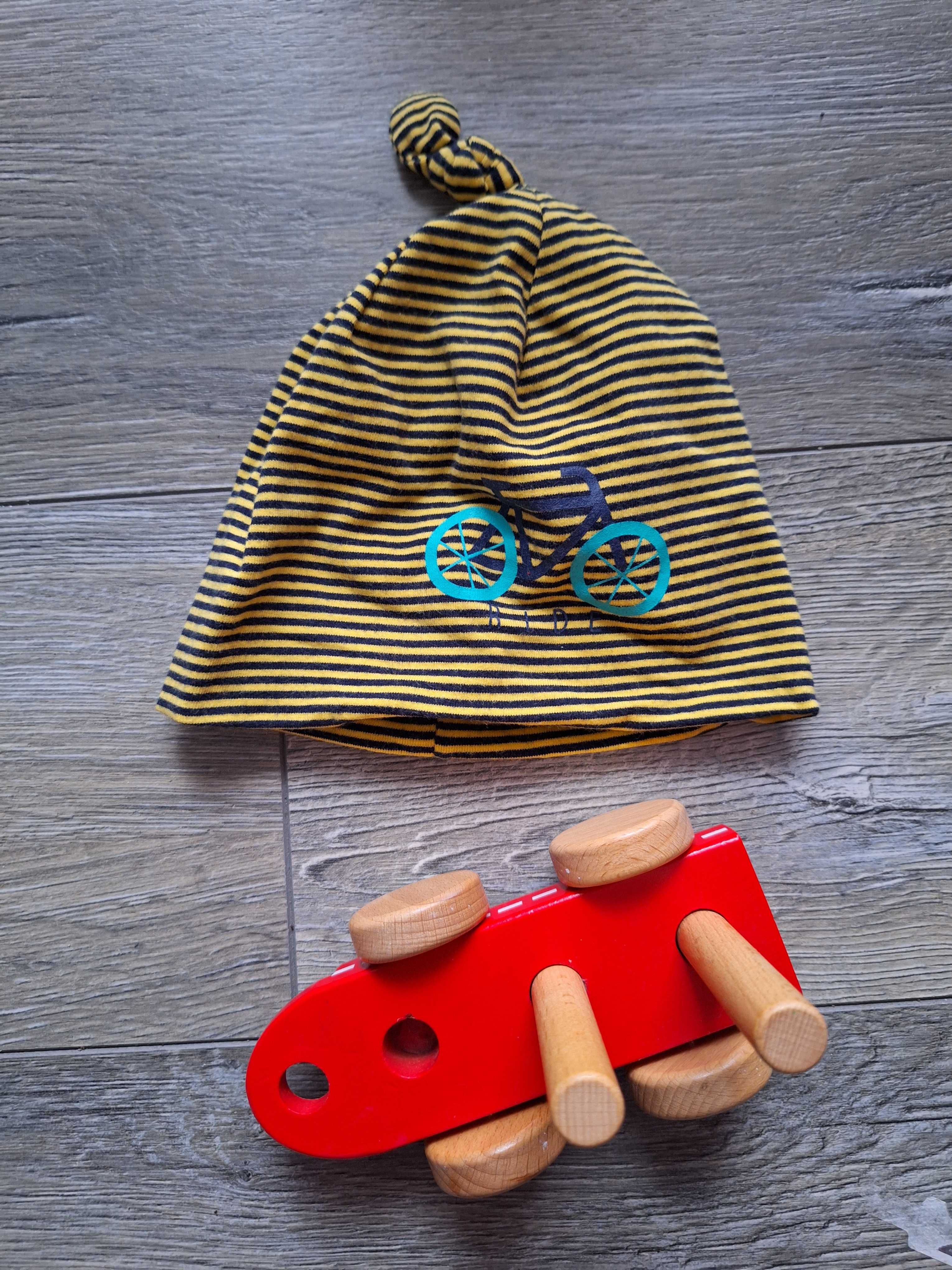 czapka w paski- dzieci- H&M- z rowerem- like new-  żółta -wiosna 25r.