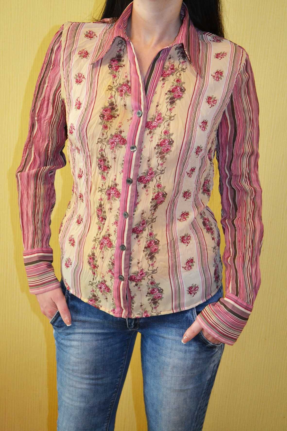 Рубашка в розочку и полоску жатка Yves Saint Laurent
