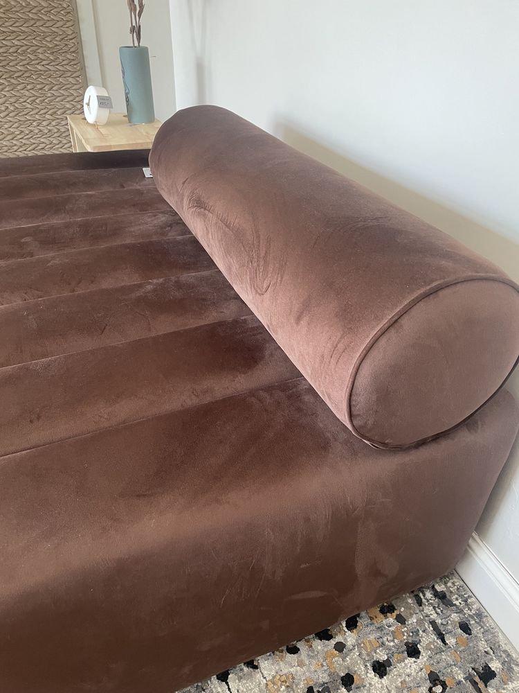 Brązowa sofa kanapa welur designe vintage togo zamsz