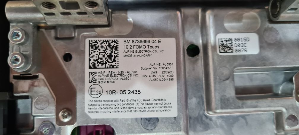 Bmw display traseiro Fomo touch MGU RSE gps Evo