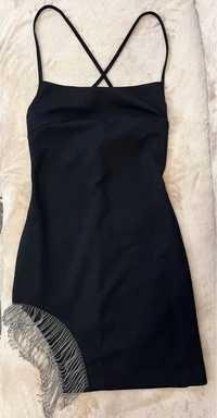 Сукня чорна міні з розрізом