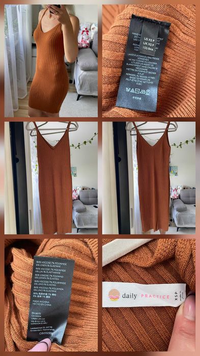 Sukienka dzianinowa na ramiączkach taliowana ołówkowa rozm.XS-małe M