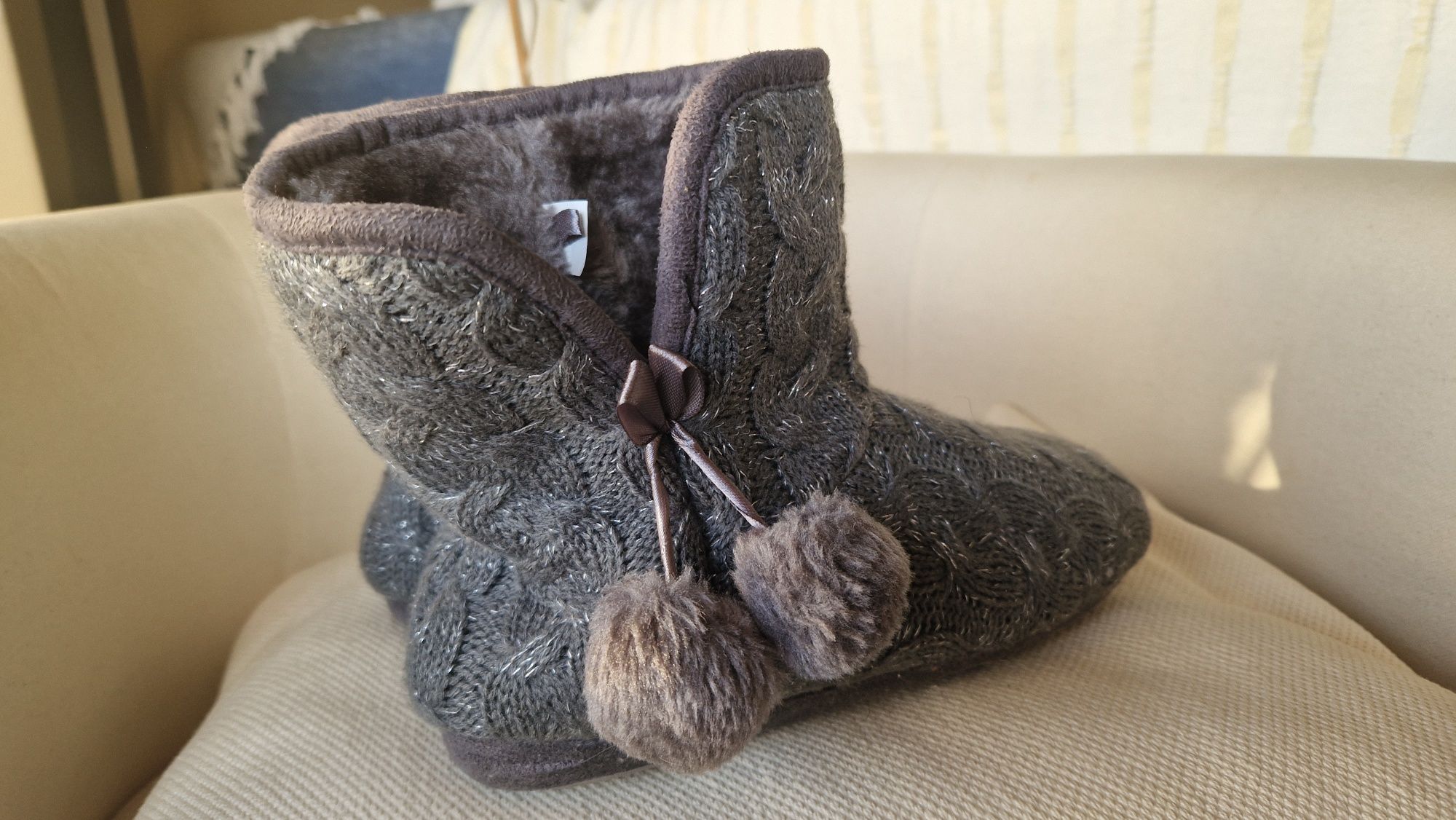 Bota pantufa de cor cinzenta 36-37