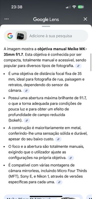 Lente Fotografica objetiva manual Meike MK- 35mm f/1.7. Para Sony