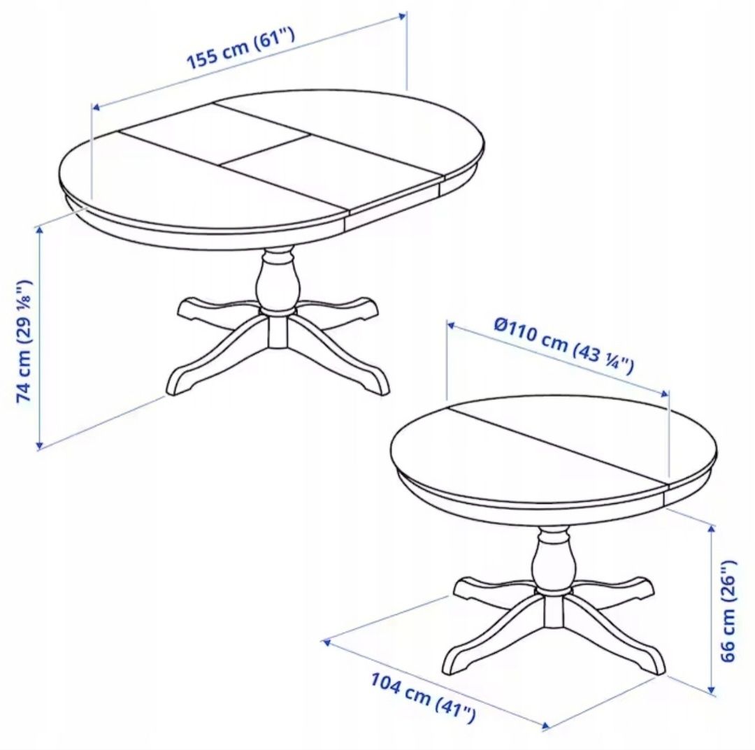 Stół biały rozkładany + 3 krzesła IKEA