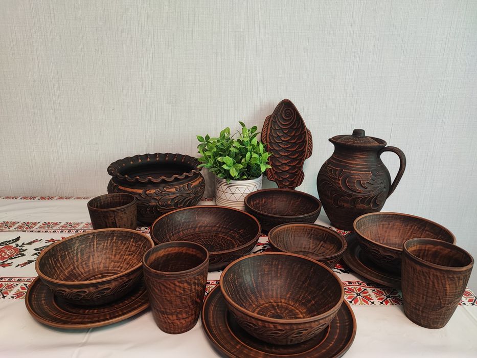 Український глиняний набір посуду/глиняний набір на Святвечір/Різдво