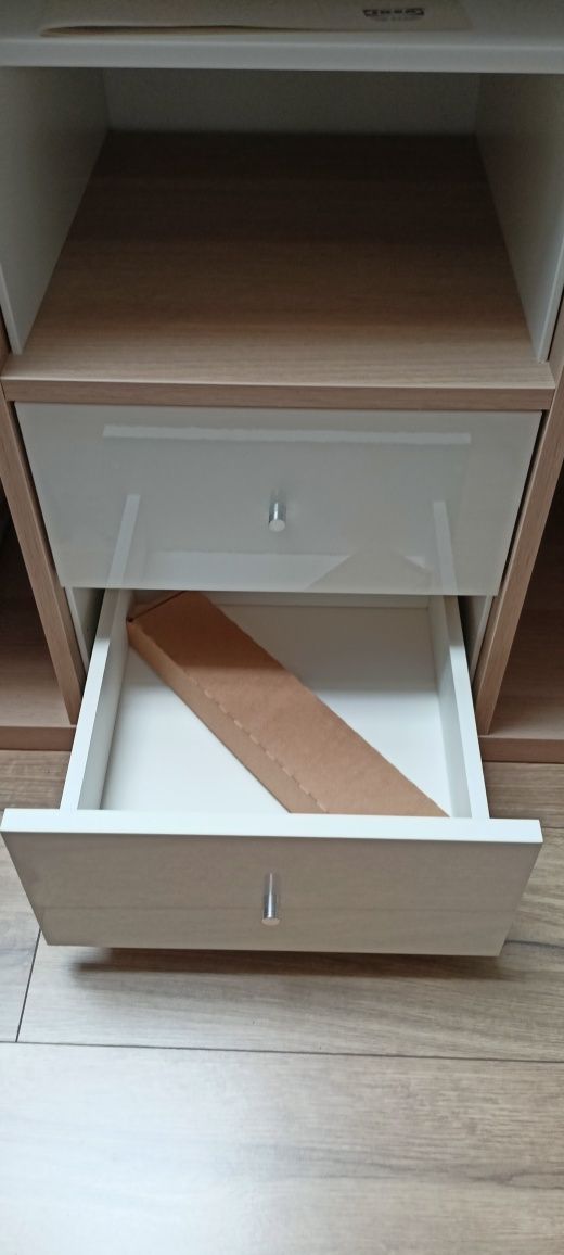 Wkład z 2 szufladami, połysk biały, 33x33 cm