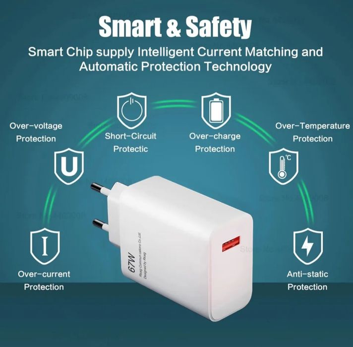 Швидка  зарядка ,  67w+кабель 2 м