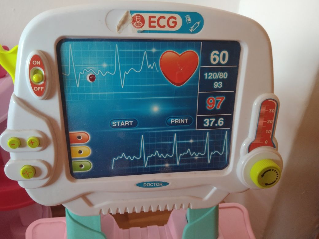 Zestaw mały lekarz doktor wózek EKG oraz akcesoria