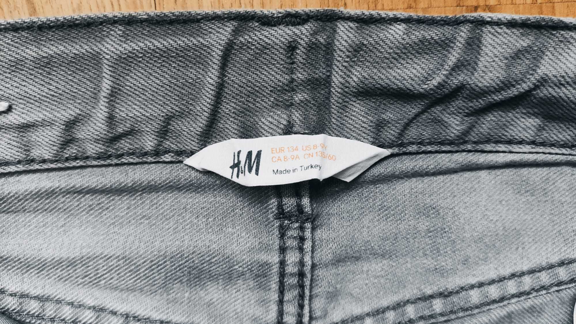 Spodnie Jeans H&M Rozmiar 134 Szare