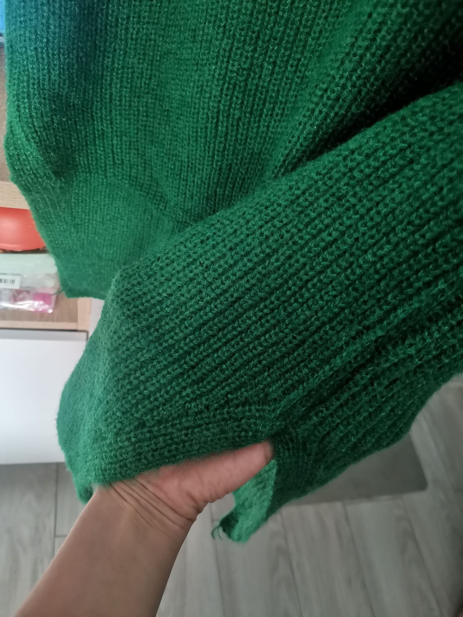 Nowy długi sweter tunika kardigan zielony