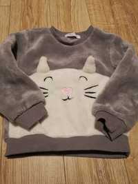 Bluza pluszowa polarowa ciepła miś kotek Sinsay r. 86