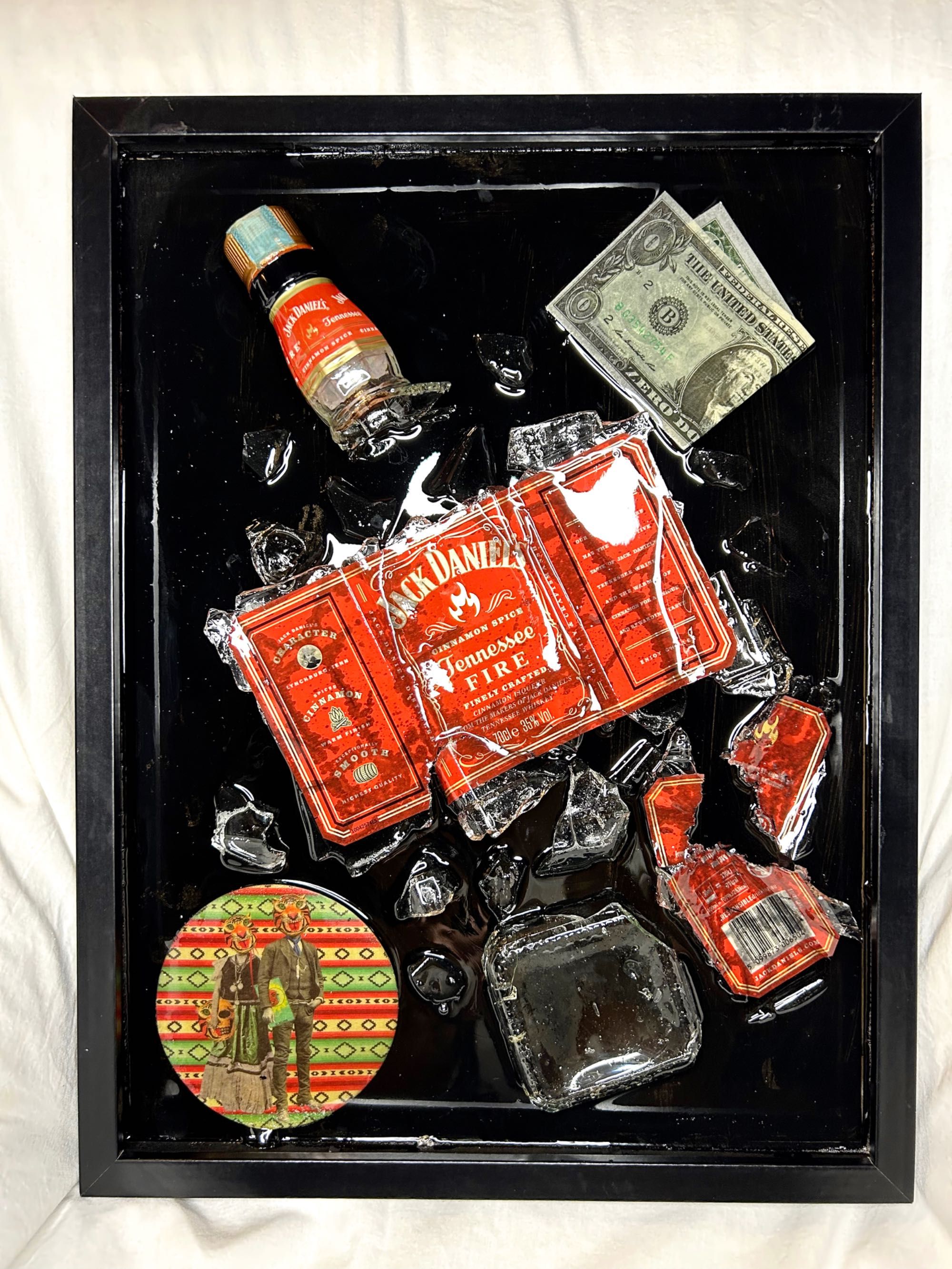 Quadro whiskey em resina