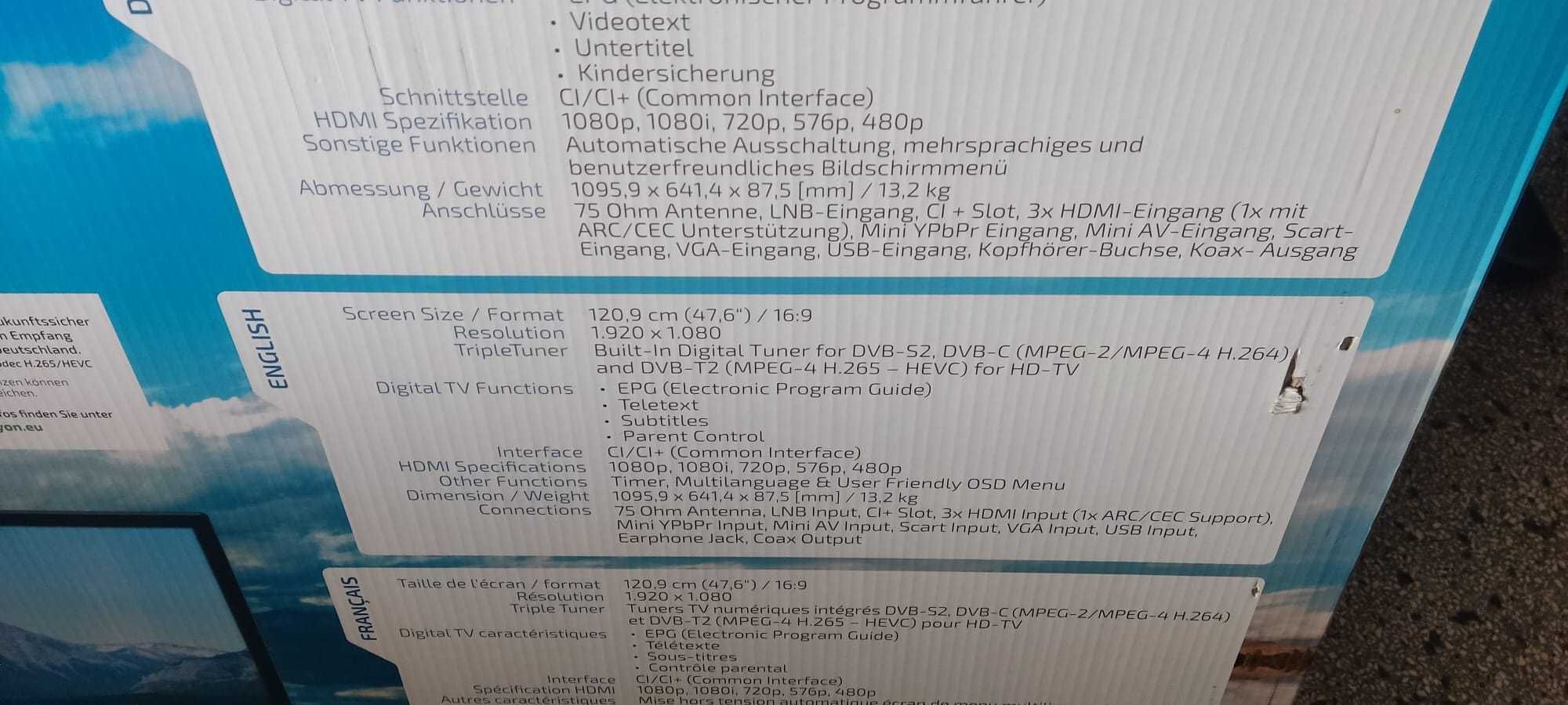 Smart Tv 48 cali DYON Enter PRO X2 CI+ DVB-C DVB-S2 DVB-T2