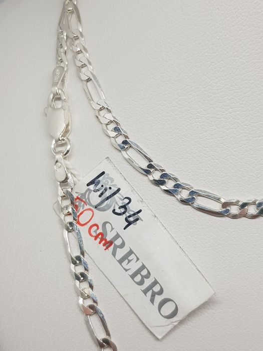 Srebrny łańcuszek splot Figaro srebro 925 długość 50cm