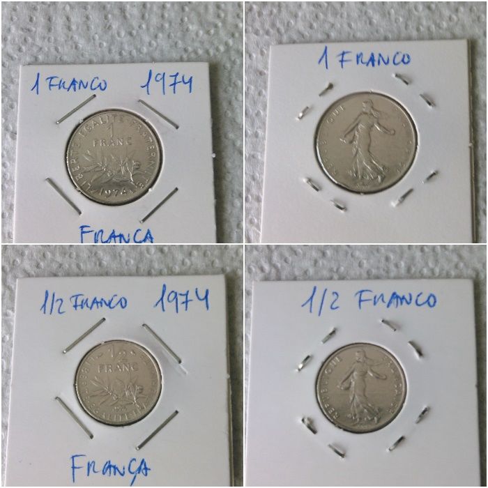 Moedas Alemanha (Marcos), Bélgica e França (Francos), Itália (Liras)