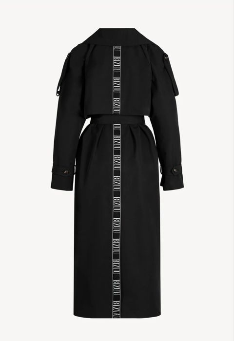 Czarny damski płaszcz oversize z lampasami RACHELLA ROZM. 38