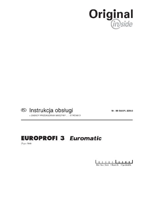 Instrukcja obsługi Przyczepy samozbierającej Pottinger EUROPROFI 3