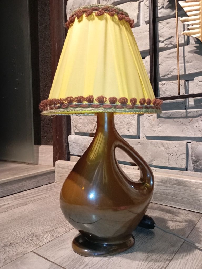 Unikat! Stara lampa stołowa ceramiczna PRL 38cm z Karafki Bochnia