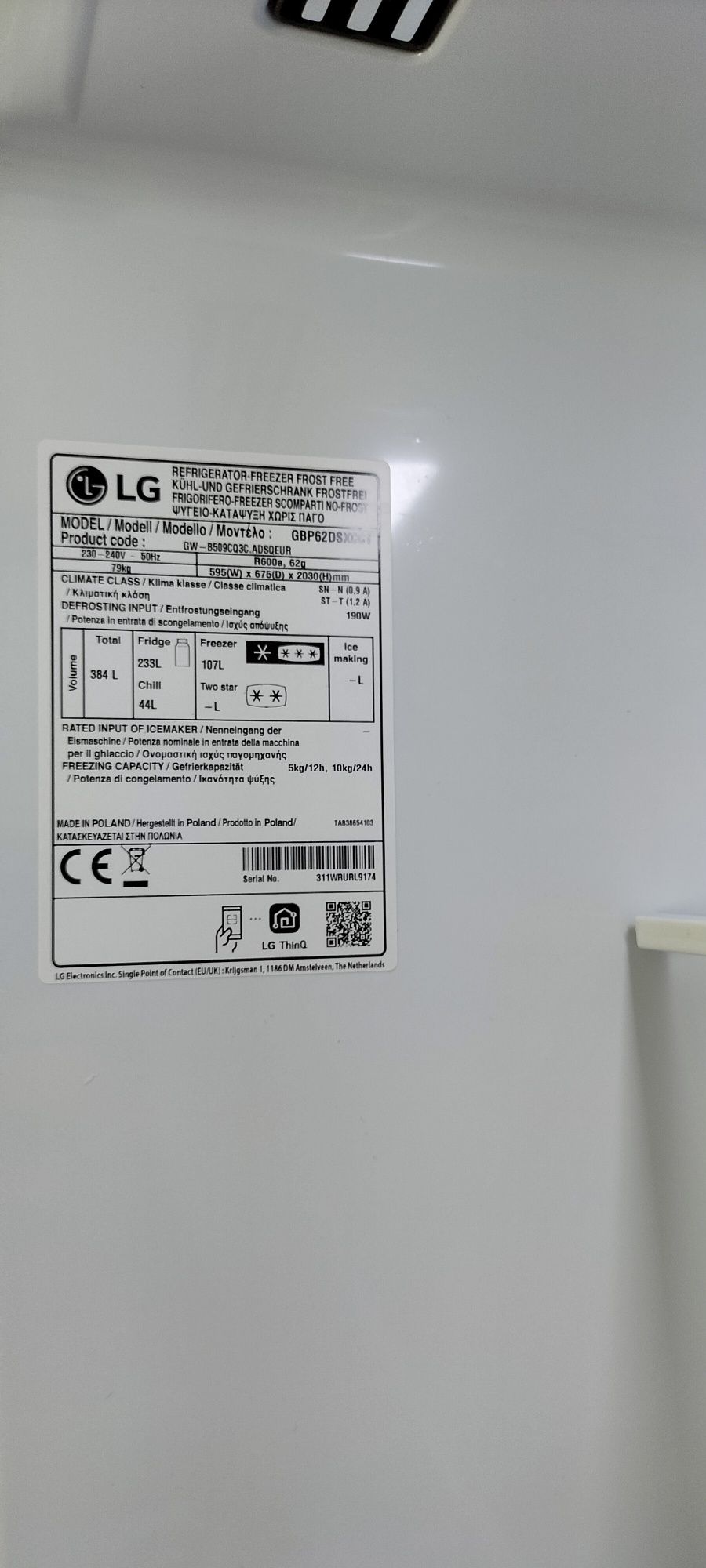 Frigorífico Combinado LG 384L
