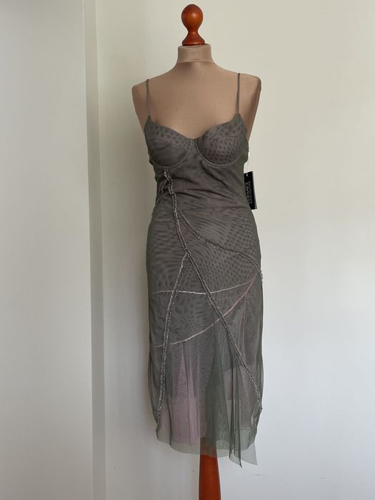 Sukienka VERSACE jeans couture - oryginał; khaki, róż