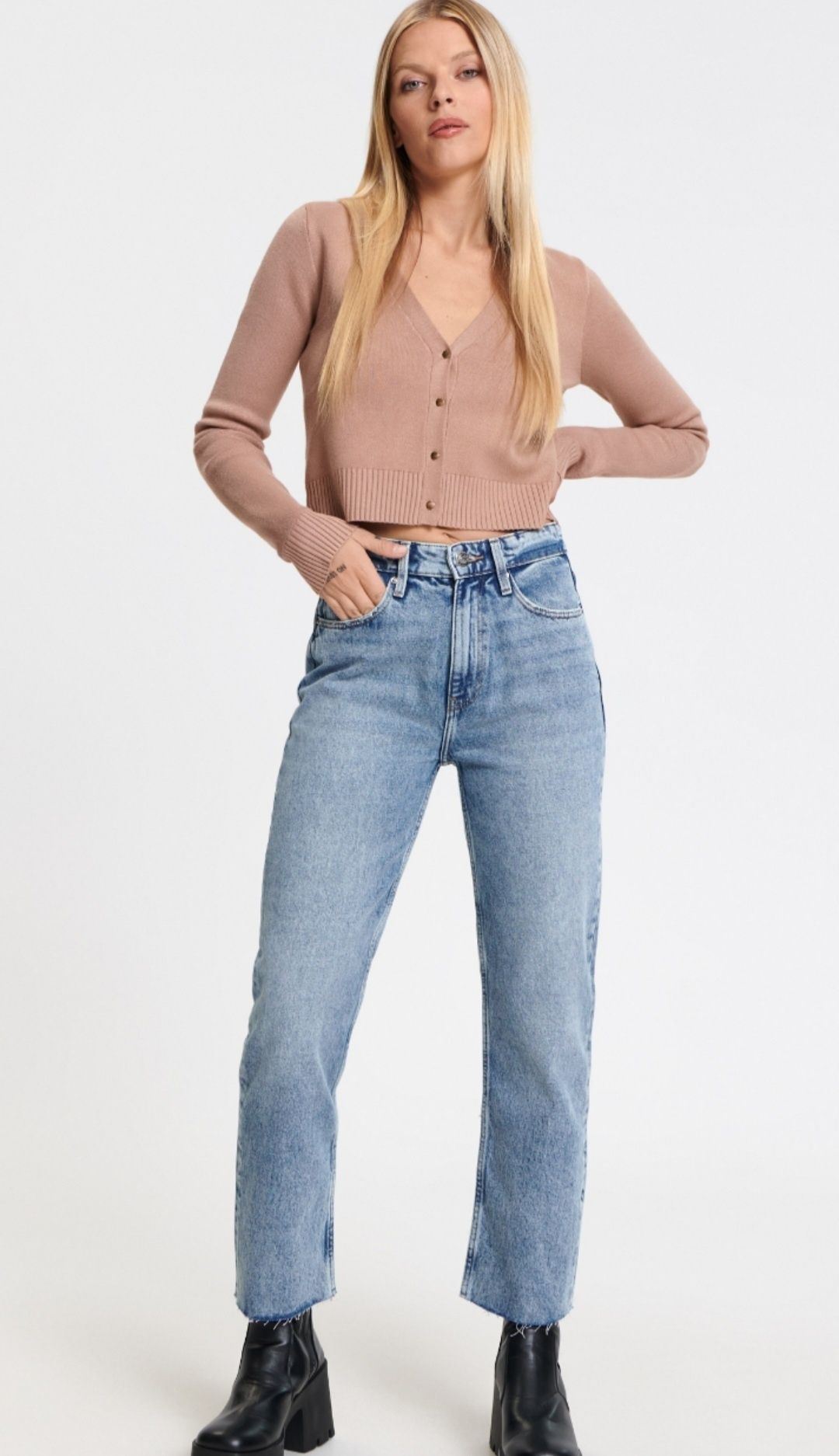 Spodnie Jeansy straight high waist 34 Bawełna