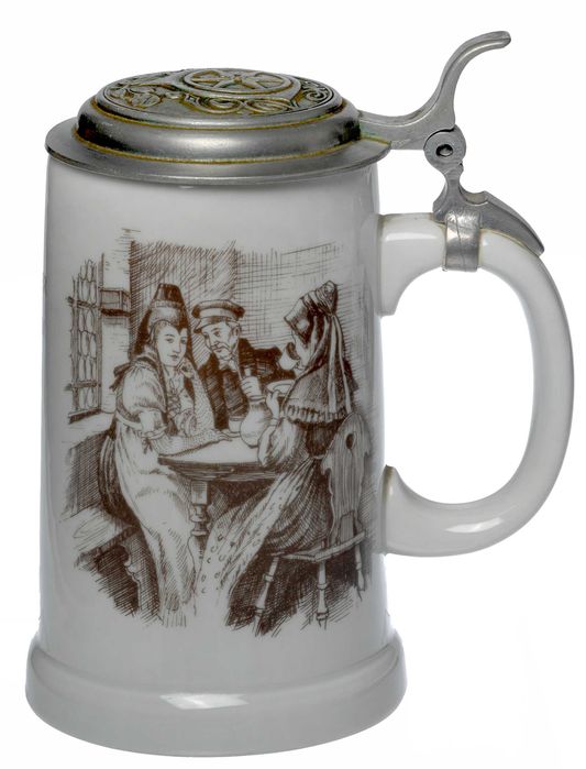 Kufel na piwo ceramiczny ze scenką SYGNOWANY