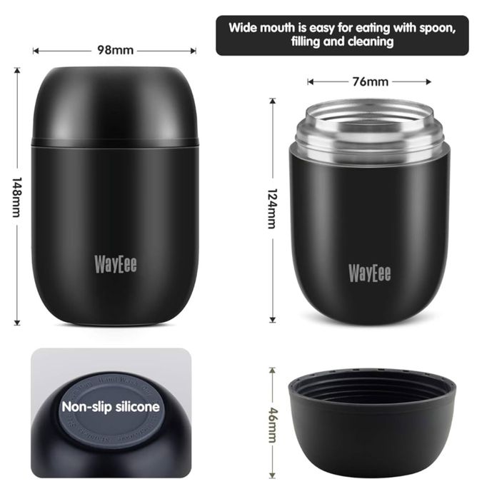 Pojemnik termiczny, termos na zupę, stal nierdzewna 450ml czarny