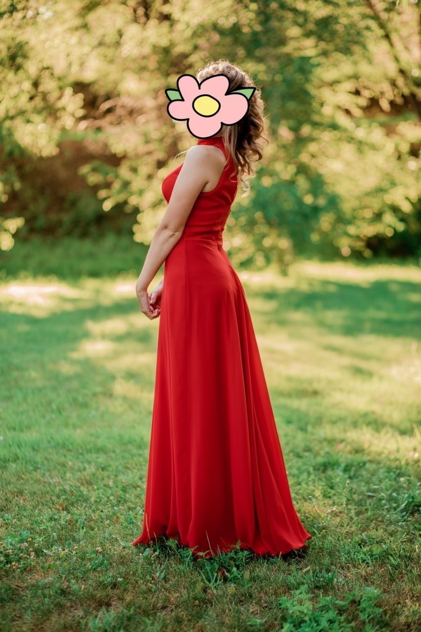 Красивое платье выпускное красное коктейльное праздничное