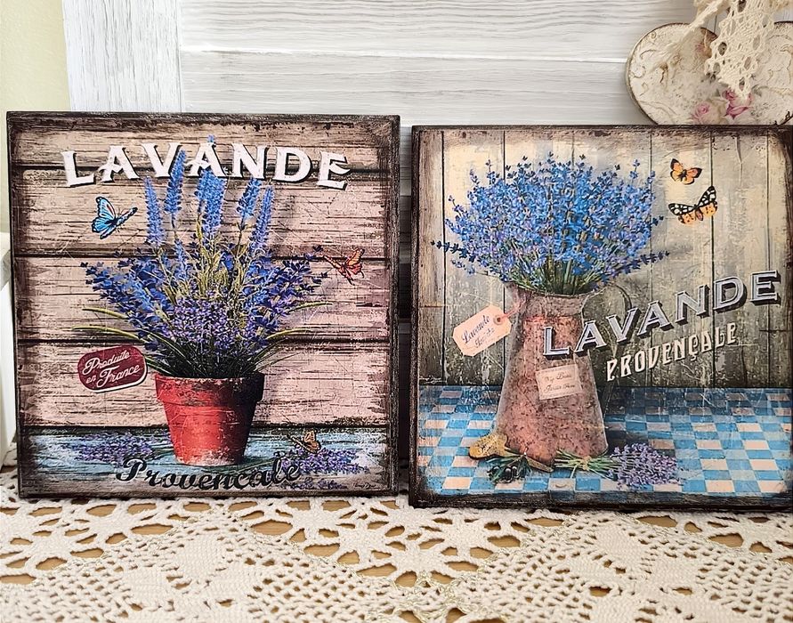 Obrazki zestaw lawenda