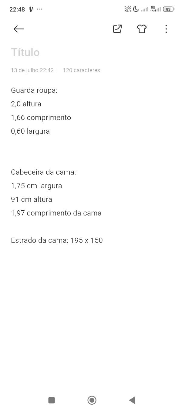 Mobília de Quarto Completa (7 móveis)