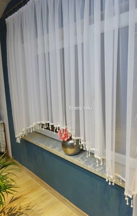 firana balkonowa z koralikami 600x240