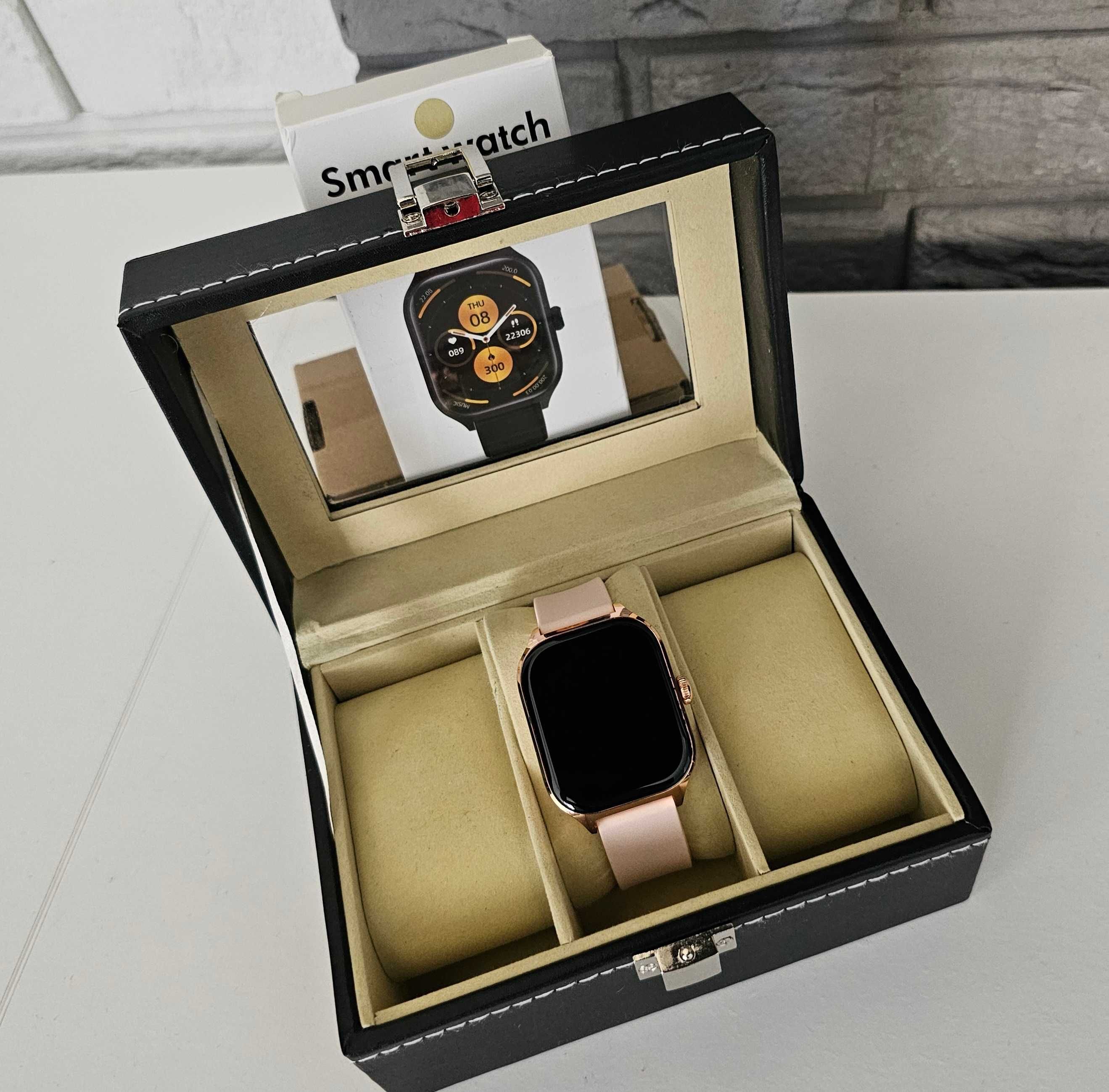 Zegarek Smartwatch smart duży 2.01 kwadratowa koperta gold pink rose