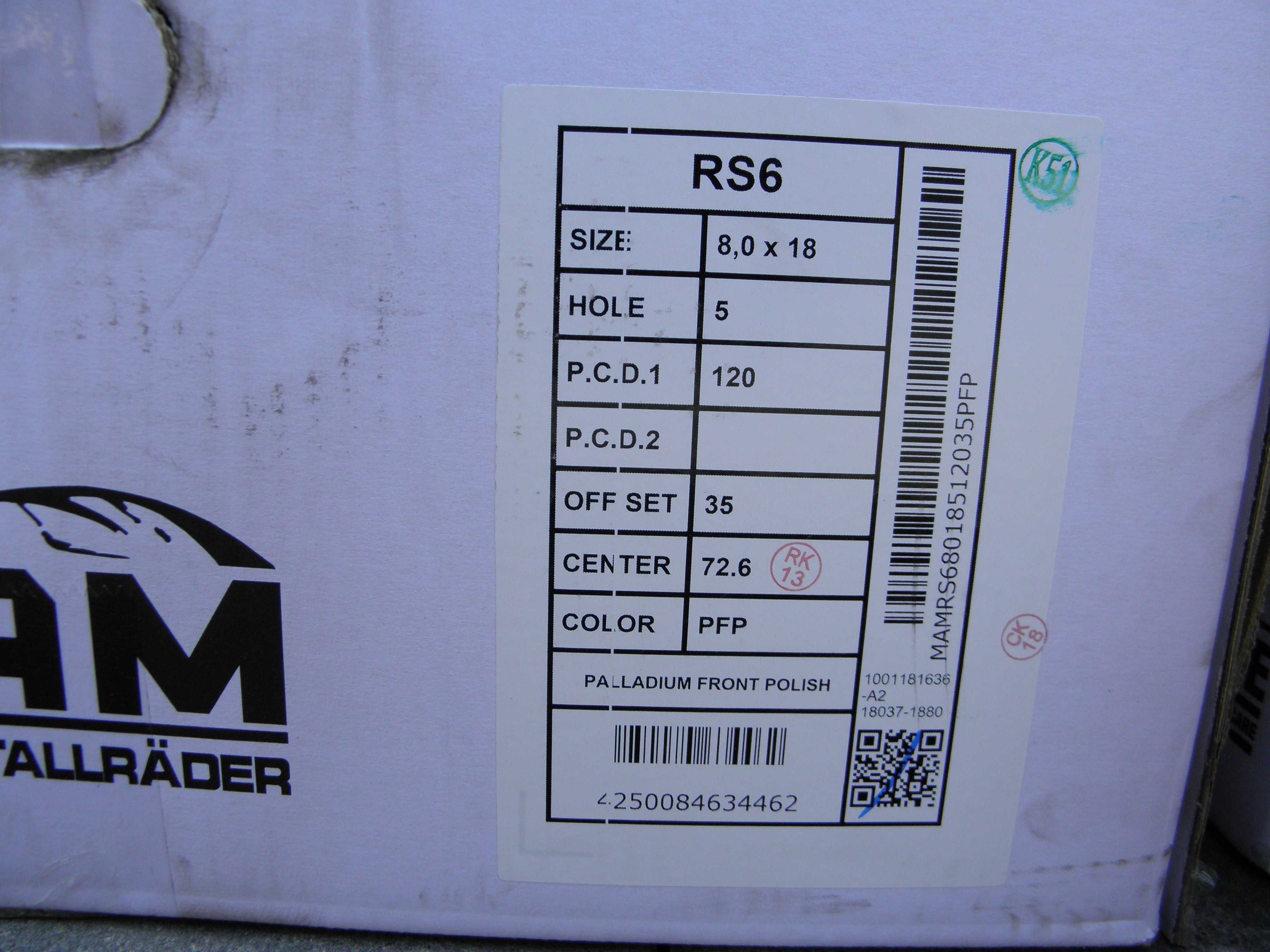 Felgi 18 5x120 ET35 BMW F30 F31 F32 F33 F34 F36 F10 F11 MAM RS6