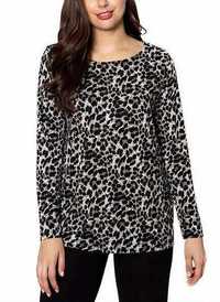 L Туника топ футболка с длинным рукавом круглым вырезом блуза леопард