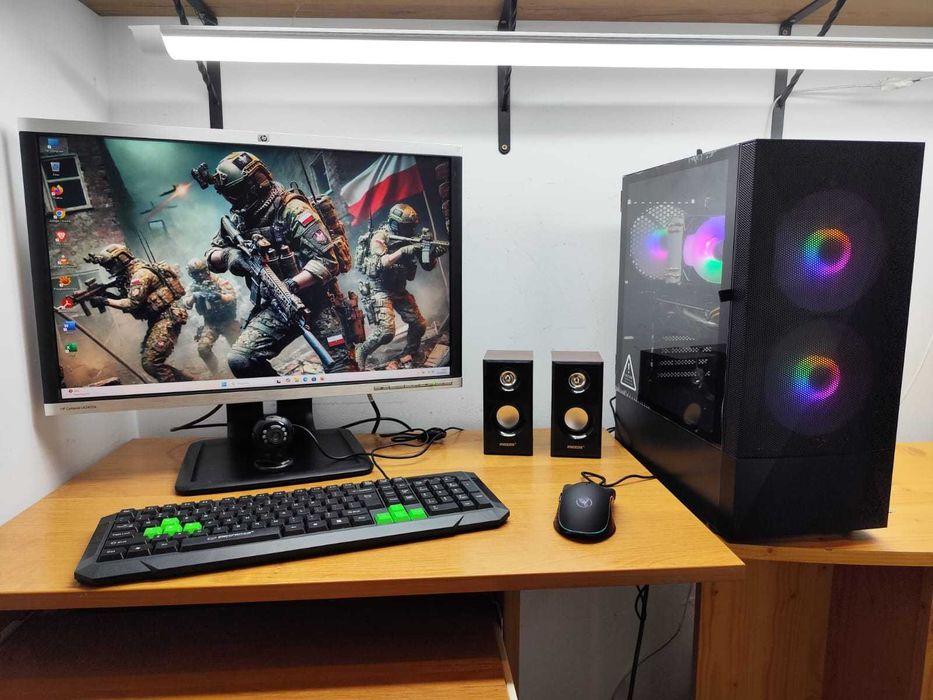 Gamingowy komputer. RX580 8GB, 64GB RAM, 8rdzeni+monitor+akcesoria