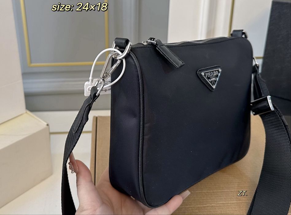 PRADA сумка мужская унисекс черная через плечо